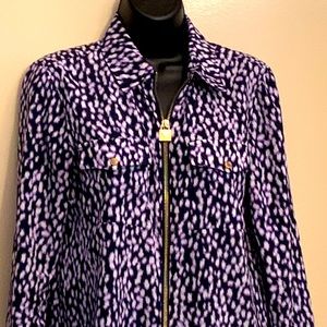 Michael Kors Zip Front Blouse Longsleeve Med 6-10 EUC